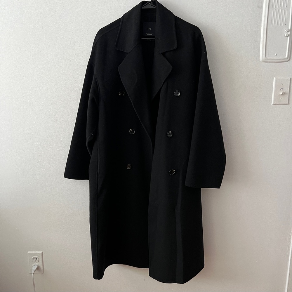 Mango Black Double-Breasted Coat